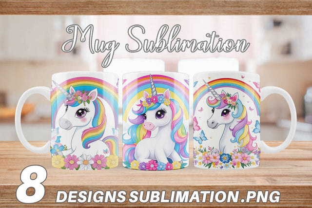 Mug Wrap Unicorn and Rainbow Sublimation artnoy 