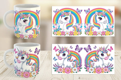 Mug Wrap Unicorn and Rainbow Sublimation artnoy 