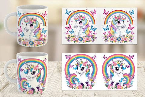 Mug Wrap Unicorn and Rainbow Sublimation artnoy 
