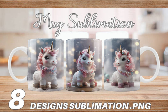 Mug Wrap Unicorn Christmas Sublimation artnoy 