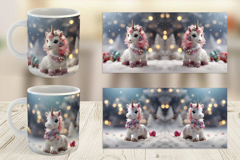 Mug Wrap Unicorn Christmas Sublimation artnoy 