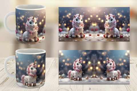 Mug Wrap Unicorn Christmas Sublimation artnoy 