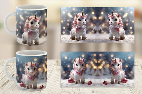 Mug Wrap Unicorn Christmas Sublimation artnoy 