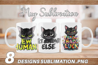 Mug Wrap Unimpressed Black Cat Quote Sublimation artnoy 