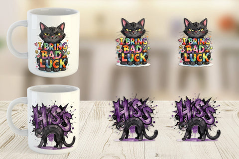 Mug Wrap Unimpressed Black Cat Quote Sublimation artnoy 