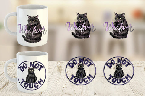 Mug Wrap Unimpressed Black Cat Quote Sublimation artnoy 