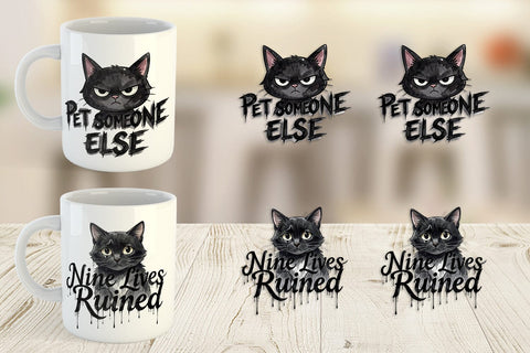 Mug Wrap Unimpressed Black Cat Quote Sublimation artnoy 