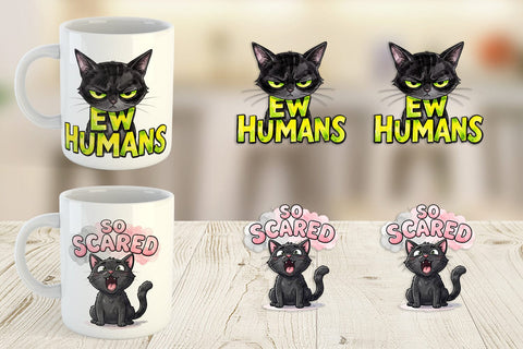 Mug Wrap Unimpressed Black Cat Quote Sublimation artnoy 