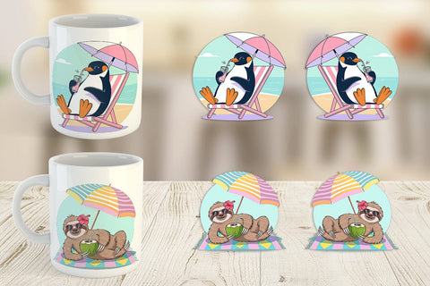 Mug Wrap Vacation Animals Sublimation artnoy 