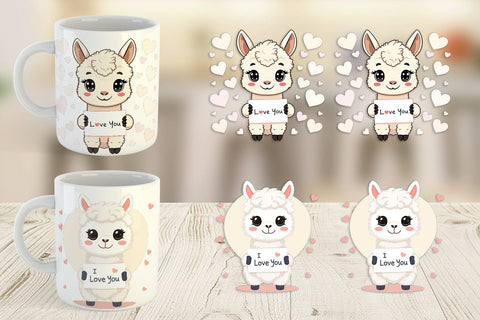 Mug Wrap Valentine Alpaca Cartoon Sublimation artnoy 