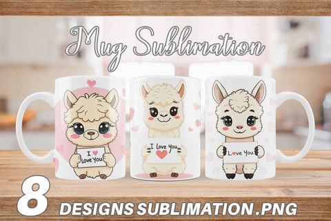 Mug Wrap Valentine Alpaca Cartoon Sublimation artnoy 