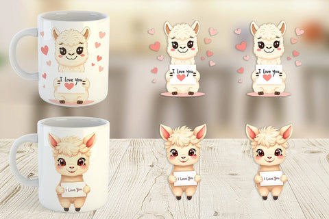 Mug Wrap Valentine Alpaca Cartoon Sublimation artnoy 