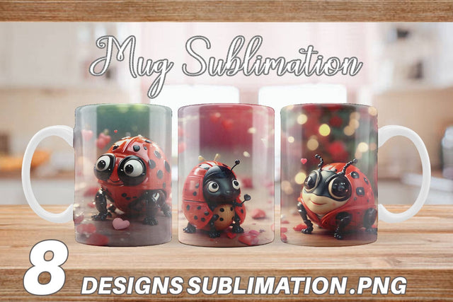 Mug Wrap Valentine Animal Ladybug Sublimation artnoy 