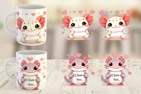 Mug Wrap Valentine Axolotl Cartoon Sublimation artnoy 