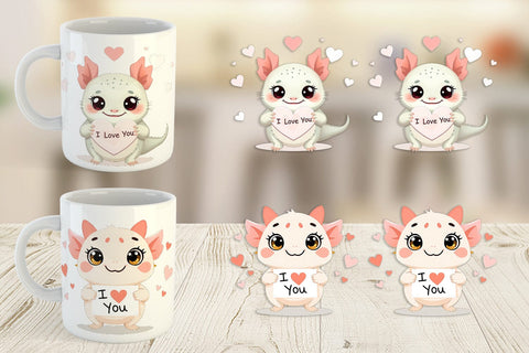 Mug Wrap Valentine Axolotl Cartoon Sublimation artnoy 