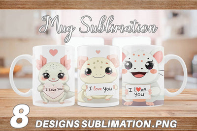 Mug Wrap Valentine Axolotl Cartoon Sublimation artnoy 
