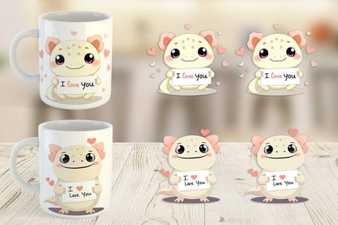 Mug Wrap Valentine Axolotl Cartoon Sublimation artnoy 