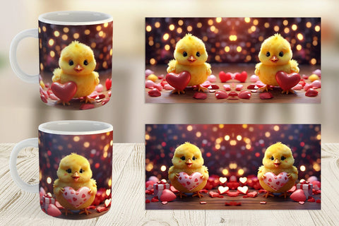 Mug Wrap Valentine Baby Chicken Sublimation artnoy 