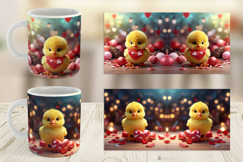Mug Wrap Valentine Baby Chicken Sublimation artnoy 
