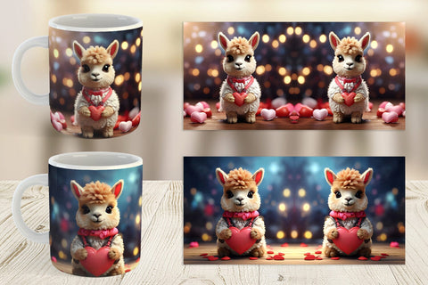 Mug Wrap Valentine Baby Llama Sublimation artnoy 