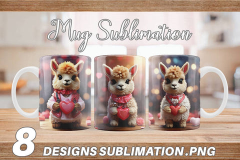 Mug Wrap Valentine Baby Llama Sublimation artnoy 