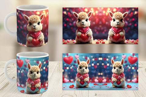 Mug Wrap Valentine Baby Llama Sublimation artnoy 