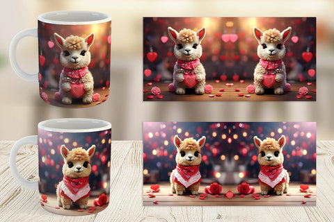 Mug Wrap Valentine Baby Llama Sublimation artnoy 
