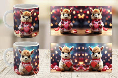 Mug Wrap Valentine Baby Llama Sublimation artnoy 