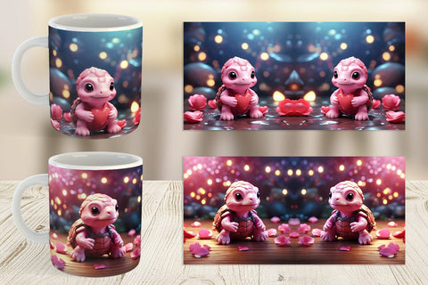 Mug Wrap Valentine Baby Turtle Sublimation artnoy 