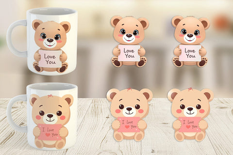 Mug Wrap Valentine Bear Cartoon Sublimation artnoy 