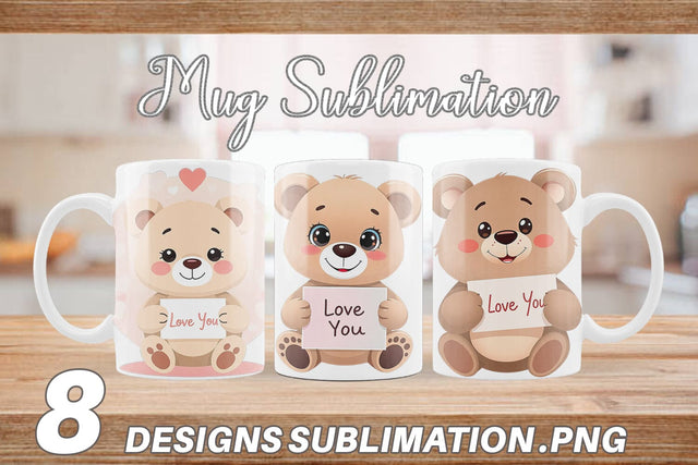Mug Wrap Valentine Bear Cartoon Sublimation artnoy 