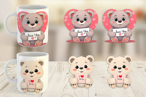 Mug Wrap Valentine Bear Cartoon Sublimation artnoy 