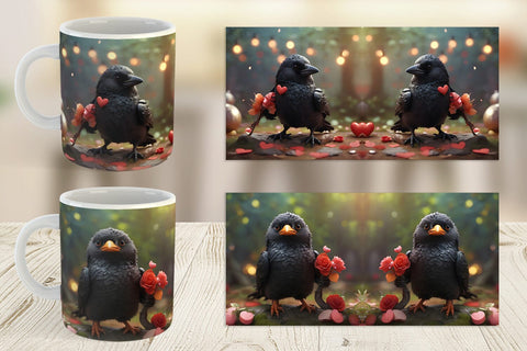 Mug Wrap Valentine Bird Crow Sublimation artnoy 