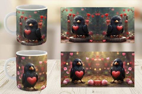 Mug Wrap Valentine Bird Crow Sublimation artnoy 