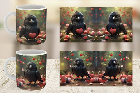 Mug Wrap Valentine Bird Crow Sublimation artnoy 