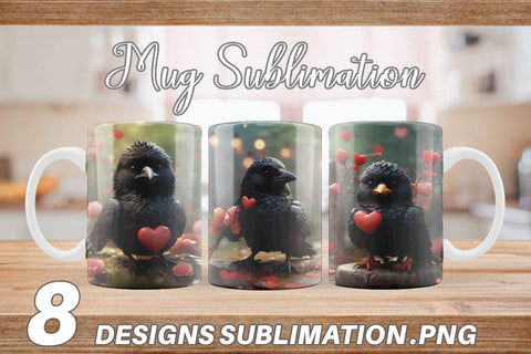 Mug Wrap Valentine Bird Crow Sublimation artnoy 