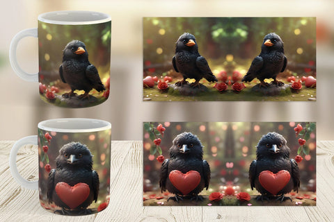 Mug Wrap Valentine Bird Crow Sublimation artnoy 
