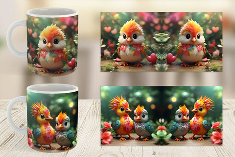 Mug Wrap Valentine Bird Paradise Sublimation artnoy 
