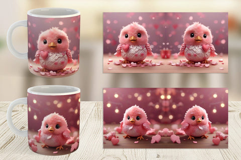 Mug Wrap Valentine Bird Pink Sublimation artnoy 