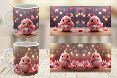 Mug Wrap Valentine Bird Pink Sublimation artnoy 