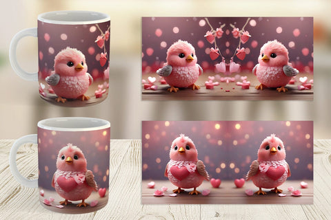 Mug Wrap Valentine Bird Pink Sublimation artnoy 
