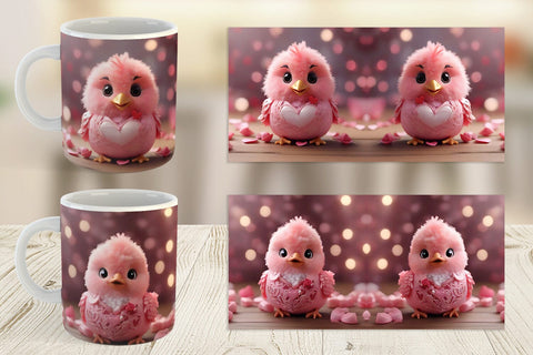 Mug Wrap Valentine Bird Pink Sublimation artnoy 