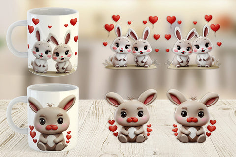 Mug Wrap Valentine Bunny Sublimation artnoy 