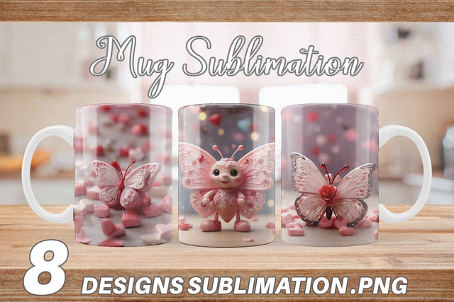 Mug Wrap Valentine Butterfly Sublimation artnoy 