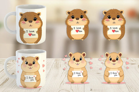 Mug Wrap Valentine Capybara Cartoon Sublimation artnoy 