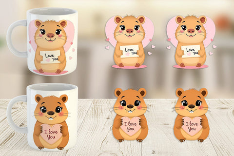 Mug Wrap Valentine Capybara Cartoon Sublimation artnoy 