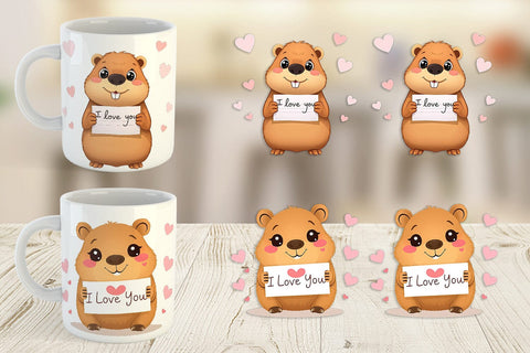 Mug Wrap Valentine Capybara Cartoon Sublimation artnoy 