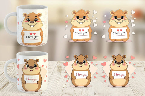 Mug Wrap Valentine Capybara Cartoon Sublimation artnoy 