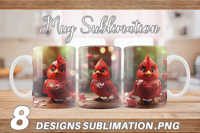 Mug Wrap Valentine Cardinal Bird Sublimation artnoy 