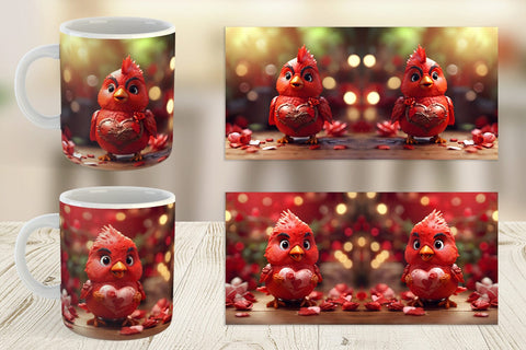 Mug Wrap Valentine Cardinal Bird Sublimation artnoy 